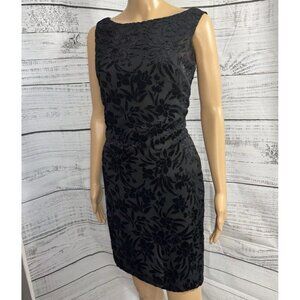 Ann Taylor Dress Black Velvet Sleeveless Open Back Mini Goth Y2K Sz 4 Floral EUC